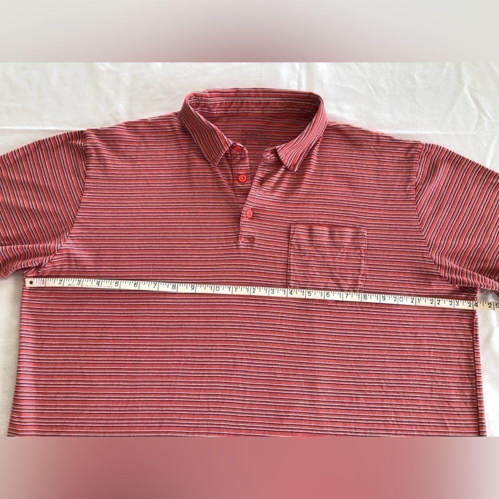 PATAGONIA Polo Shirt Mens XL Pink/Red Striped Short Sleeve Cotton - Picture 8 of 9